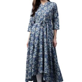 Divena Indigo Blow High Low Flared Kurta with Belt