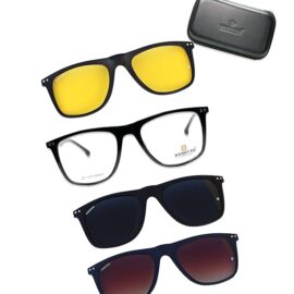 HASHTAG EYEWEAR UV Protection Sunglasses|Attachment Sunglasses for Men & Women| 3 in One Sunglasses|Magnetic Clip on Sunglasses|Polarized Unisex Sunglasses