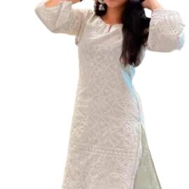 Krishna vastram Women's Chikankari Cotton Straight Kurta with Pant