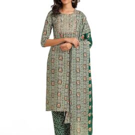 MIRCHI FASHION Women's Straight Fit Cotton Bandhani Printed Embroidered Kurta Set with Dupatta and Trouser
