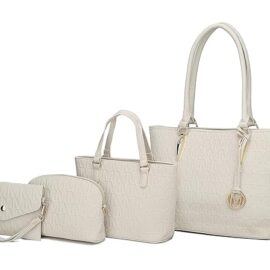 MKF Shoulder Bags for Women Small Tote Handbag Crossbody bag & Wristlet Purse Top Handle PU Leather 4-pcs Set Pocketbook