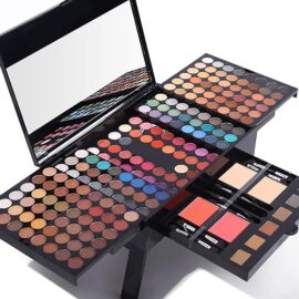 All In One Makeup Kit 180 Ultimate Colors Matte Shimmer Eyeshadow Palette Colorful Gift 2 Face Powder 2 Blusher 1 Eyeliner Pencil 6 Sponge Brushs 6 Eyebrow Powder Professional Cosmetics Fashion Women Makeup Case Full Make Up Eye Shadow Palette Primer Set Present