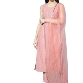 SHOPPING QUEEN Women's Silk Chikankari Kurta Pant with Dupatta