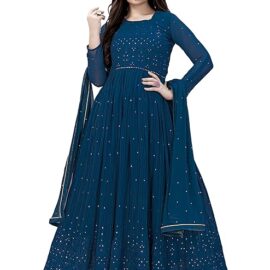 Trendmalls Women's Georgette Embroidery Salwar Suit Anarkali Kurta Set with Dupatta