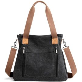 Women's Canvas Tote Purses Work Shoulder Crossbody Bag Vintage Multi-pocket Handbags