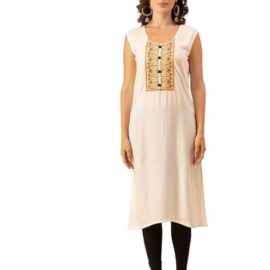 d'WiU Rayon Women Sleeveless Kurta with Embroidery Work